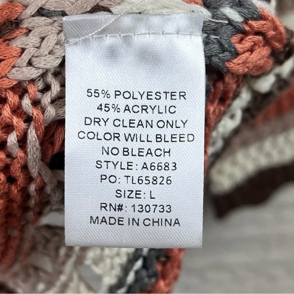 Umgee Loose Knit Oversized Sweater Muted Colors Striped Large - Picture 8 of 13